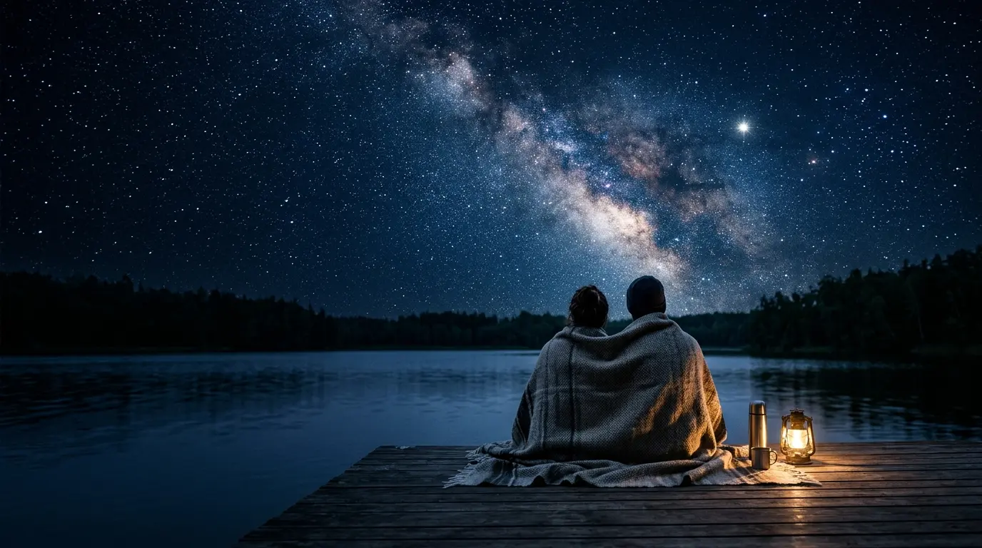 Klarer Sternenhimmel bei Nacht mit unzähligen sichtbaren Sternen