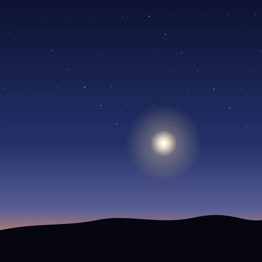 Heller Lichtpunkt der Venus über dem Horizont in der Dämmerung (Illustration)
